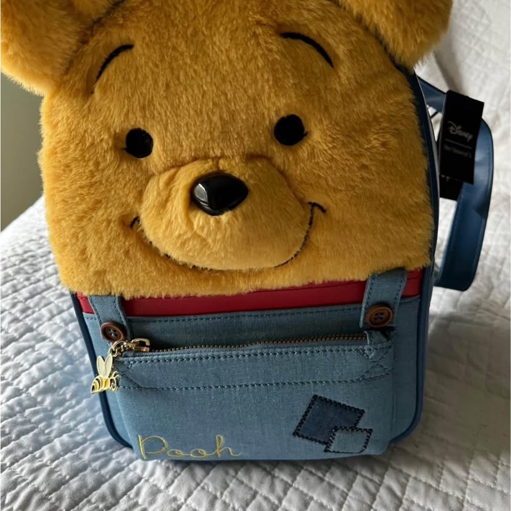 Disney Her Universe Pooh Backpack - Yellow and Blue with fur NEW